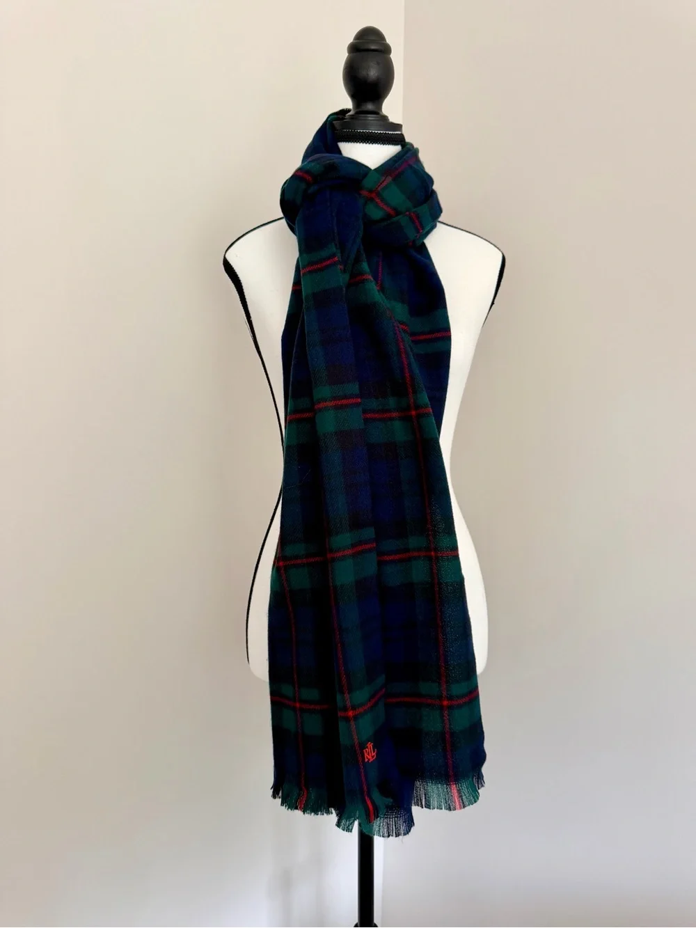 Lauren Ralph Lauren Blackwatch Plaid Oversized Scarf Wrap Shawl One Size